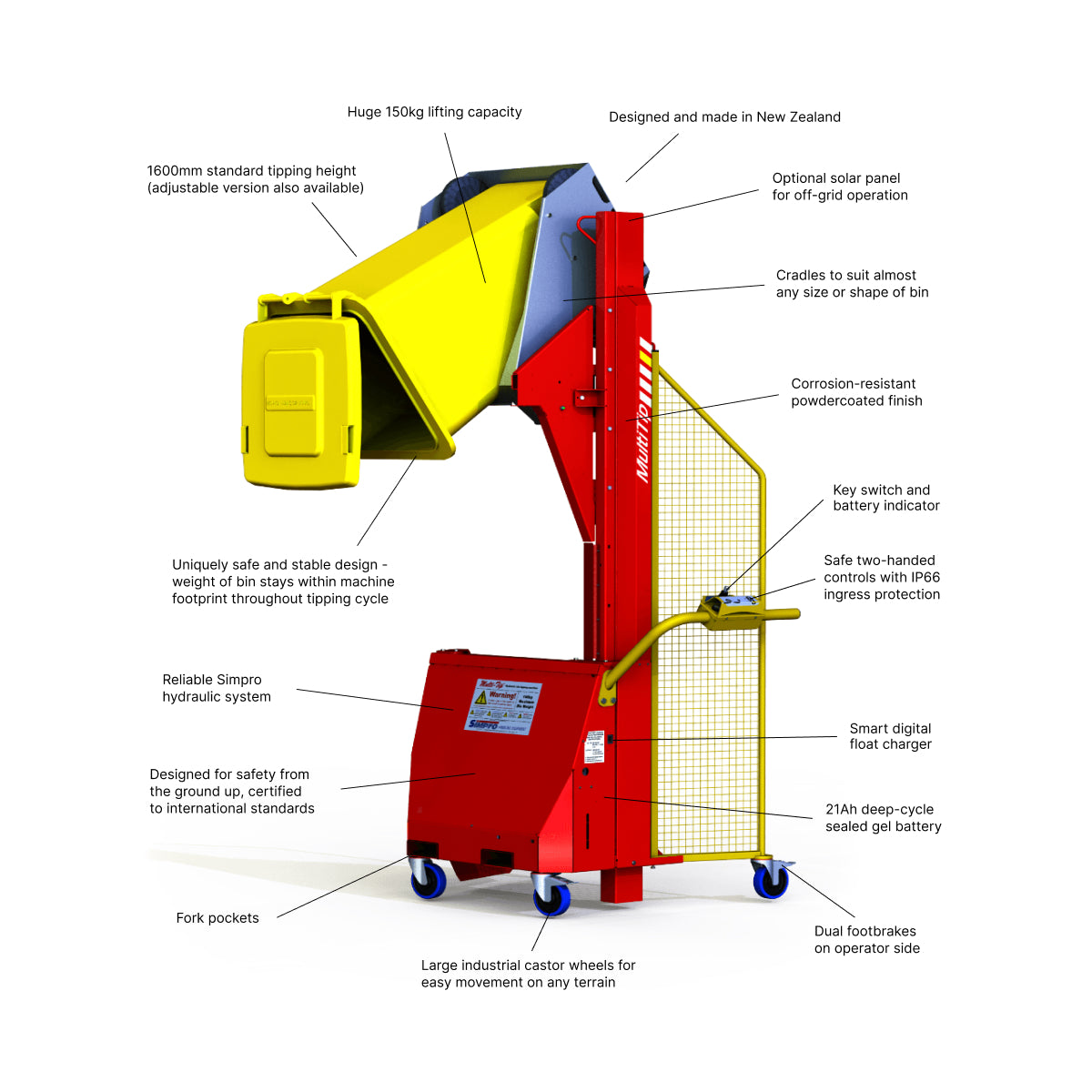 MT1600 Multi-tip Wheelie Bin Tipper